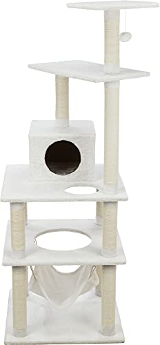 TRIXIE Abby 65 Zoll Kratzbaum Sisal Kratzbäume Katzenturm mit Höhle Hängematte Plattformen baumeln Katzenspielzeug Creme