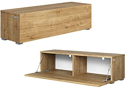 PLATAN ROOM Fernsehschrank TV-Lowboard 105/140 / 160/210 / 280 In Eiche Gold Hängend Oder Stehend Matt (105 x 30 x 32, Eiche Gold)