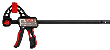 STIER Einhandzwinge, 300 mm Spannweite, 80 mm Ausladung, zum Spannen und Spreizen, ergonomisch geformter Griff
