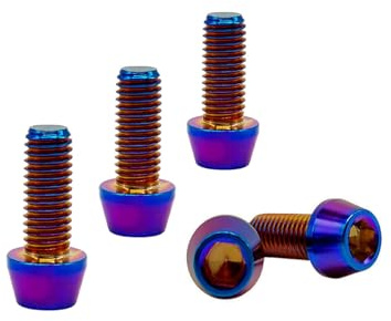 5pcs Boulons en Titane de Tige de Vélo, M5 Vis de Potence de Vélo, Vélo Boulons de Tige Fixes s, Vis de Tige de Bicyclette pour MTB Vélo de Route de Montagne