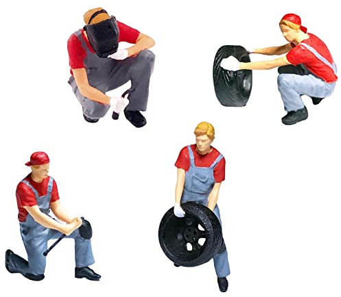 Colcolo Peint /64 Figurines Miniatures de Personnes, Figurines de réparateur Diorama en Garage Micro Paysage Décor Projets de, Rouge B