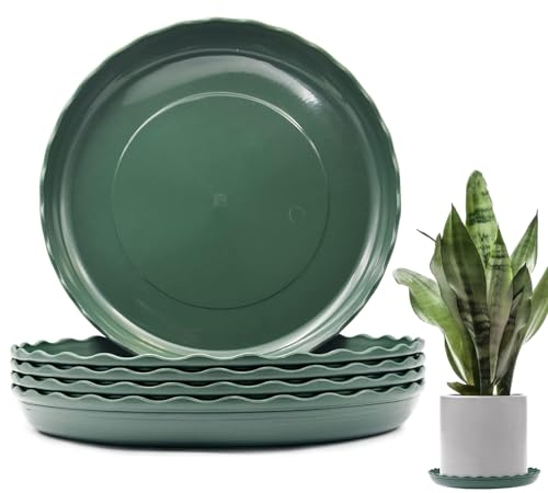 lylqmy 5 Pack Plant Saucers, Flower Pot Drip Trays for Indoor/Outdoor Plants Garden Saucers Plant Pot Saucer Trays, Surface Protection for Household Plants - (Green) 27cm