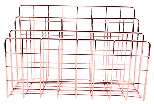Brief-Organizer, Brief-Organizer mit 3 Schlitzen aus Metall, Brief-Ordner für Briefe, Post, Bücher, Postkarten und Briefhalter aus Gold