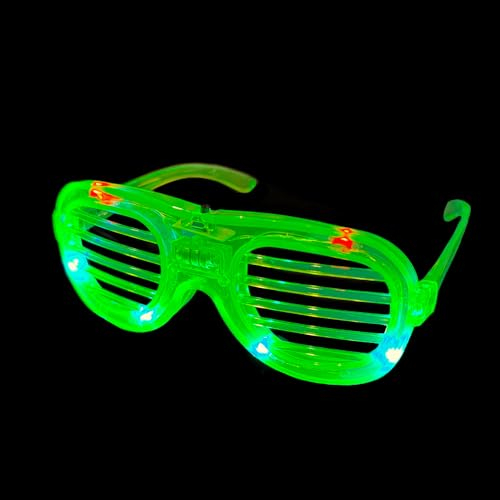 BF Souvenirs LED Brillen Partybrille, 4 Farben, leuchtet, blinkt, Atzenbrille, Atzen/Hochzeit/Konzert/Party (Grün)