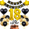 Cnrose 18. Geburtstag Dekoration,Schwarz Tortendeko Geburtstag 18 Jahre Junge,Party Deko Gold Schwarz,18 Geburtstag Junge Mädchen,Tortendeko 18. Geburtstag Mädchen,Geburtstagsdeko 18 Jahre Junge