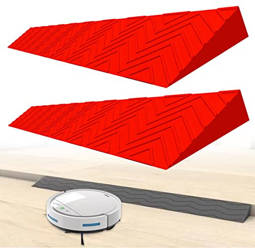 Schwellenrampen für Rollstuhl, tragbare Türen, Panzerrampe, 0,4–7,1 cm hoch, Haushalts-Stufenrampe, Gummi-Bordsteinkanal für die Reinigung von Roboter, Rot, 100,1 x 13 x 6,1 cm