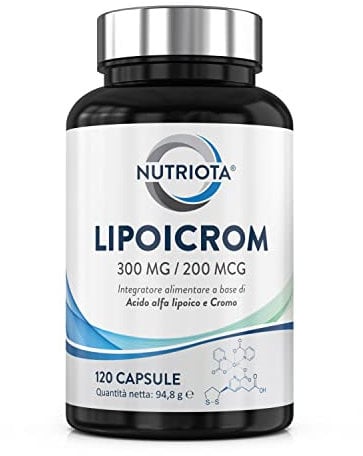 Acido alfa lipoico (ALA) 300 mg con cromo picolinato 200 mcg Lipoicrom Nutriota - 120 capsule - integratore alimentare