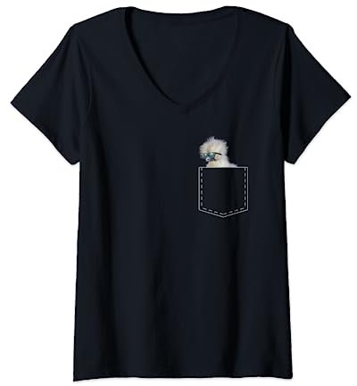 Lustiges Seidenhuhn Tshirt Hähnchen Tasche Seidenhühner Fun T-Shirt mit V-Ausschnitt