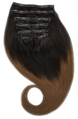 GLOBAL EXTEND® Clip-in-Extensions nahtlos I 100% Echthaar I Angenehmes Tragen | Einfaches Befestigen I Dichte und Volumen I Große Farbauswahl I Komplettes Set (40 cm, 1B/06 ombré)
