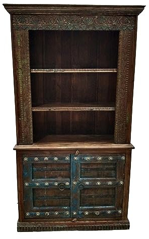 Regal aus Massiv Holz Muster -32- Vintage Braun 210cm hoch für Diele oder Schlafzimmer | Standregal ohne bohren für Badezimmer | Raumteiler Wandregal für Bücher