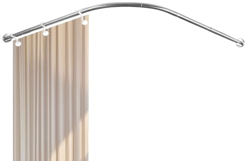 Hershii Duschvorhang Stangen in l Form Duschstange Winkelstange 90~130cm/35.43~51.18inch Verstellbare Badezimmer Vorhangstange Winkelduschstange für Garderobe, Bekleidungsgeschäft, Umkleidekabine
