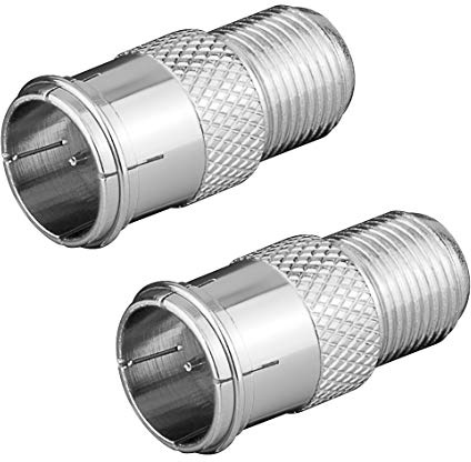 2X Perfect F-Adapter, F-Stecker Quick > F-Buchse, SAT-Adapter für Satellitenkabel BZW. Koaxialkabel, 2 Stück