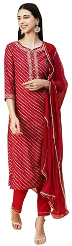 IMTRA FASHION Bedrucktes Kurti Set Für Indische Frauen Mit Ethno Kleid Aus Dupatta Rayon