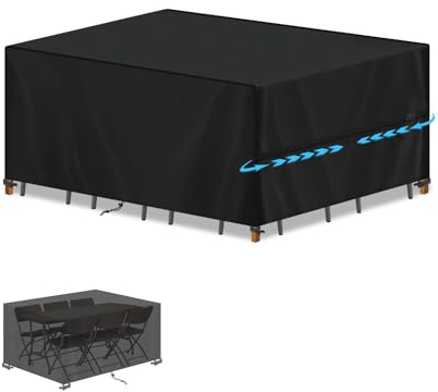 SIMPHAUS Housse de Table Jardin Rectangulaire Housse de Protection Table Jardin Exterieur Housse Extérieure Imperméable Mobilier Jardin Résistance au Vent Anti-UV 420D Oxford Tissu 150x100x75cm