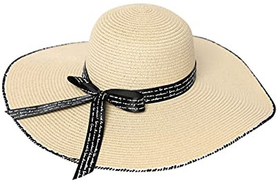 MILAX Damen Schleife Faltbar Uv Schutz Sonnenhut Outdoor Sonnenschutz Leichter Damenhut Floppy-Strohhut Mit Breiter Krempe, Sonnenstrohhut Mit Breiter Krempe