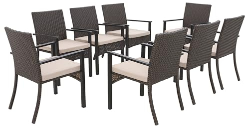MFSTUDIO Gartenstuhl, Rattan Stuhl Garten Sessel Stuhlset Balkonstühle Terrassenstühle Balkonsessel mit Abnehmbaren Kissen…