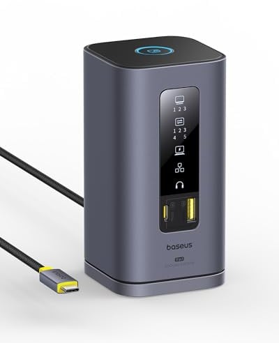 Baseus Spacemate Displaylink Docking Station USB C 11-in-1, 3 Monitore 4K, 10Gbps USB-C/A, 100W PD, Ethernet, Audio, für M1/M2/M3/Win und MacOS
