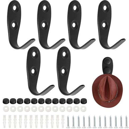 YSDMY Appendiabiti da Parete 6 Pezzi Attaccapanni da Muro Ganci Appendiabiti Neri,Gancio Appendi Cappotto Acciaio Inox Ganci Appendi Cappotto per Camere Cucina Bagno