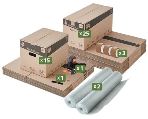Pack and Move - Kit déménagement T3/T4 + marqueur noir et 3 adhésifs offerts (Dévidoir en rupture de stock)