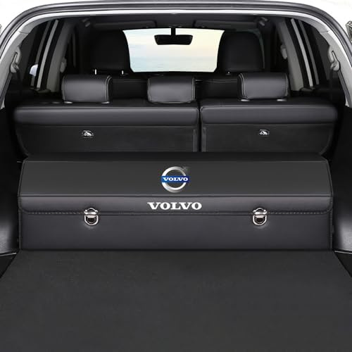 CATANK Kofferraum Organizer für Volvo XC40 XC60 XC90 C40 S60 S90 V60 V90 PU-Leder Faltbare Zusammenklappbarer Wasserfeste Langlebig Aufbewahrungsbox Innenraum Zubehör,Black Style