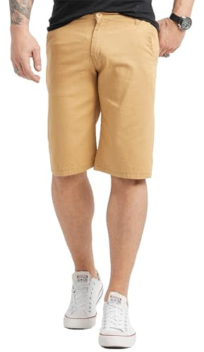 Rock Creek Herren Shorts Leinenshorts Chino Bermuda Sommer Shorts Regular Fit Leinen Kurze Hose Stoff Shorts Sommerhose RC-2370 Camel W30