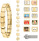 Greenyre 17PCS Italian Charm Bracelet Set Gold-9mm,Italienisches Charm Armband mit Starter-Armband und Öffnungswerkzeuge,DIY Italian Style Charms für Damen Herren Mädchen
