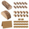 HDGSAFD 20 soportes para tarjetas de visita de madera, 20 unidades de papel kraft doblado en media tarjeta, soporte para tarjetas de asiento de boda, soporte para mesa de boda, soporte para notas de