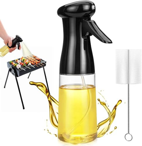 Showvigor Oil bottle Sprayers,200ml Olive Oil Sprayer, Oil Sprayer for Cooking, BBQ, Oil Sprayer, for Kitchen, BBQ, Baking(Black)
