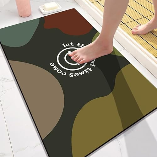 Badezimmerteppich 50X80Cm Rotbraun Badteppich rutschfest Waschbar,Duschvorleger Schnelltrocknend,Stein Badematte,Diatomite Stone Bath Mat,Super Absorbierende Badvorleger