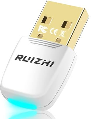 RUIZHI Bluetooth Adapter PC - 5.4 Bluetooth Dongle, Bluetooth Dongle USB, Bluetooth Adapter, Low Latency, Plug & Play, mit Windows 7/10/8.1/11, für Desktop, Laptop, Headset, Tastatur, Maus, Weiß