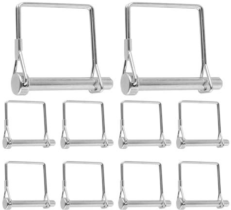 Ieron 10pcs Axle Locking Pins 8x60mm Square Pin Pull Ring Locking Pins Locating Pins for Agricultural Trailers Wheelbarrows Lawn Garden Trailers Q195 Spring Steel