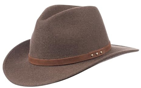 SCIPPIS Bulman Wollhut Westernhut Cowboyhut Stadthut Hut Filzhut Freizeithut Reiterhut (DE/NL/SE/PL, Alphanumerisch, M, Braun-Melange)