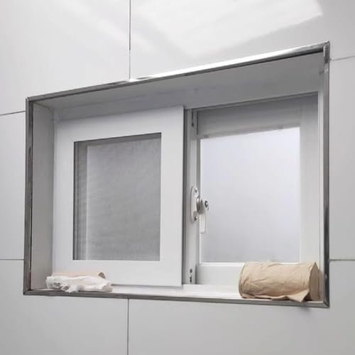 Finestra In Alluminio Scorrevole Orizzontale Con Vetro Smerigliato E Schermi, Finestra Grande E Piccola For La Casa, Finestre Del Bagno Bianche For La Privacy E La Ventilazione(WxH 46x24in/115x60cm)