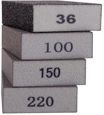 Sanding sponges 4 Grits(36-100-150-220),Sanding Blocks,Sand Paper Sandpaper for Walls,Wet and Dry Blocks Sandpaper,Flexible Sanding Block for Metal,Sandpaper for Wood,Sandpaper block-4pcs