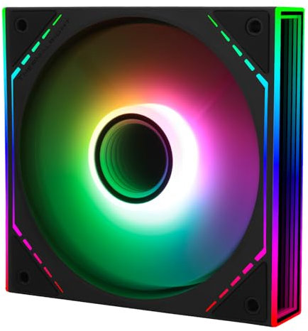TR TL-M12R-S Ventola per alloggiamento CPU, 120 mm con effetto luminoso ARGB, 4pin PWM Silent Computer Cooler Fan, per CPU Liquid Cooler e CPU Air Cooler, Quiet CPU PC ARGB Fan(120 mm,Black)