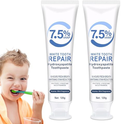 2 Stück Hydroxyapatite Toothpaste Zahnpasta Hydroxylapatit Zahnpasta mit Hydroxylapatit Hydroxylapatit Zahnpasta Ohne Fluorid Zahnpasta zur Reparatur von Karies Stärkt die Remineralisierungszahnpasta