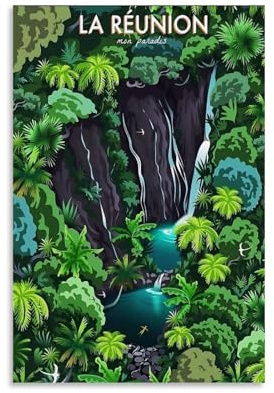 ouweri La Reunion Vintage-Reise-Poster, Wandkunst, Schlafzimmer, Heimdekoration, hängendes Bild, Leinwandbild, 40 x 60 cm