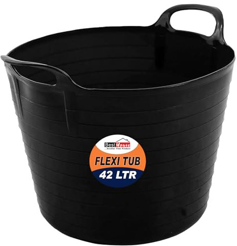 BH | 1 Pc of Flexi Tub with Handles | 42 Litres | Black | Plastic Storage Container for Home, Washing, Yard, Garden Waste and DIY Projects - By BEST HOUSE