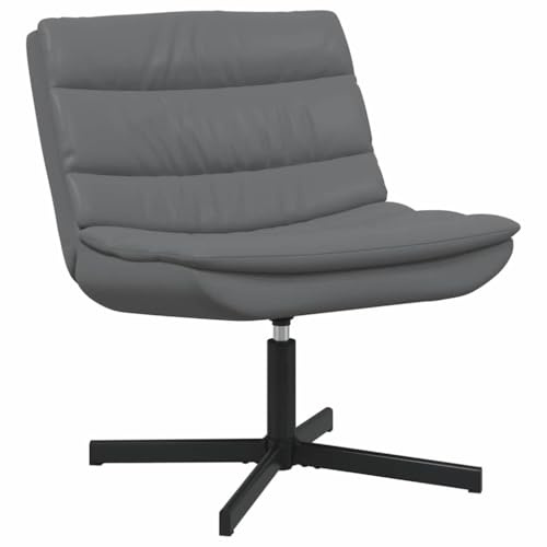 vidaXL Swivel Chair Grey 63 x 75 x 76 cm PU, Living Room Seating, Modern Swivel Chair, Ergonomic PU, Adjustable Rotating Lounge, Chic Functional Design