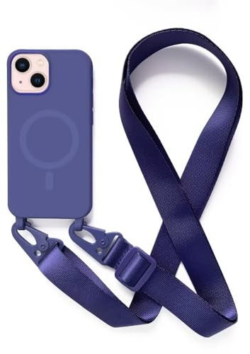 2NSPDRGNI Crossbody Case Compatible with iPhone 13 Mini,Wireless Charging Shell with Adjustable Neck Cord Lanyard Strap,Blue