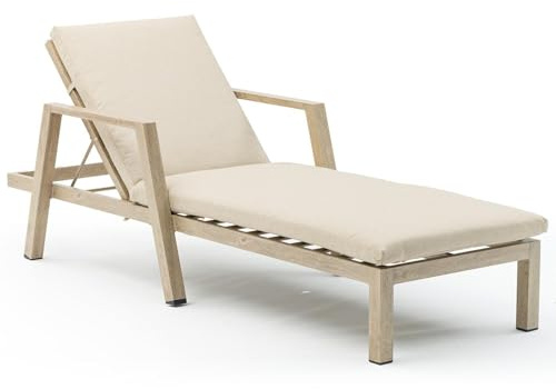 DRW Hamac de Piscine en métal Aluminium Beige 202 x 75 x 52/87 cm