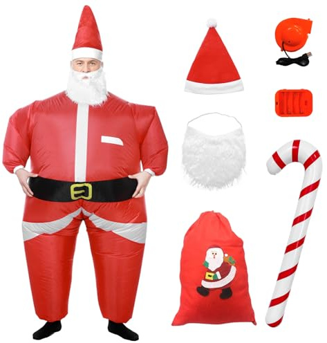 Harsever Inflatable Christmas Costume,Inflatable Santa Claus,Blow Up Costumes Suit for Adult Christmas Cosplay,Costumes One Size,for Christmas Celebration
