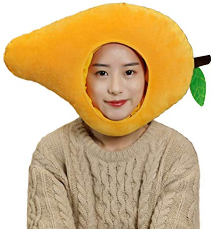 Dcfbkl Kreative Mangoform Plüsch Hut Lustige Obst Gefüllte Kopfbedeckung Cosplay Party Cosplay Party Foto Requisiten
