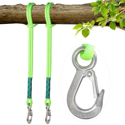 DASKING 2 Cordes Balançoire avec Mousqueton 200kg, Fixation Hamac Arbre, Sangle Balançoire Extérieur, Corde Hamac pour Suspension Balançoire, Accessoire Polyester pour Balançoire Arbre, Hamac