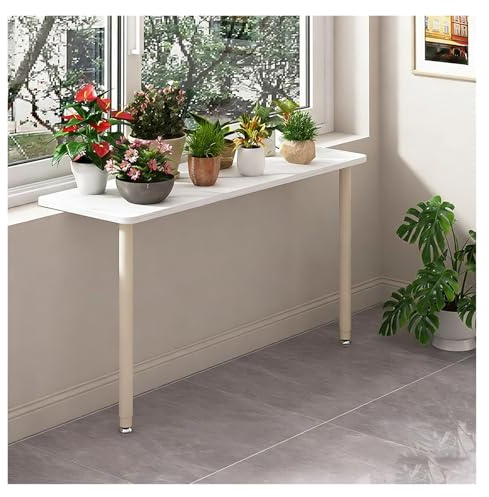 Fensterbank Verlängerung Weiße höhenverstellbare Fensterbankverlängerung aus Holz, platzsparender Pflanzenständer auf der Arbeitsplatte mit Stahlbeinen(100x30cm/39.4x12in)