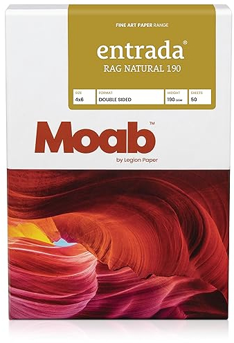 Moab Entrada Rag Natural 190 g/m², 10 x 15cm Papier aus Baumwolle 50 Blatt