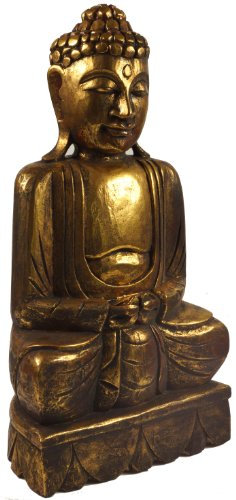 GURU SHOP Holzbuddha, Buddha Statue, Handarbeit (50 cm) - Modell 10