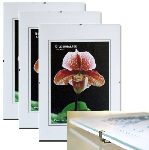 KPH rahmenloser Bilderhalter, Bilderrahmen 4fach Clips, 18x24cm
