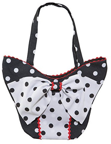 Amakando Rockabilly Handtasche - gepunktet - Damentasche 50er mit Schleife Rockabella Accessoire Rock'n'Roll Kostümzubehör Mini Mouse Zubehör Vintage Tasche Polka Dots