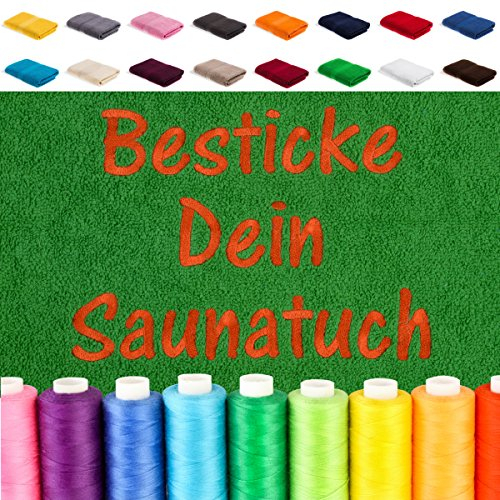 EllaTex Besticken Sie Handtuch mit Namen oder mit Wunschtext Bestickt, Farbe:Dunkelblau; Größe:Saunatuch XXL 100x200 cm